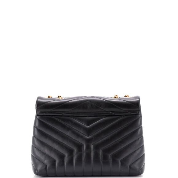 Saint Laurent Loulou Shoulder Bag Matelasse Chevron Leather Medium Black - Picture 3 of 7